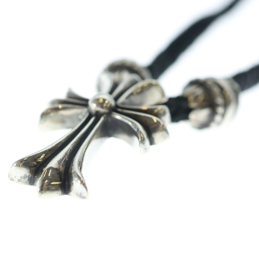 CHROME HEARTS(クロムハーツ) CH CRS SML CL スモールCHクロス クリンプト レザーブレイド ネックレス シルバー/ブラック BCA217