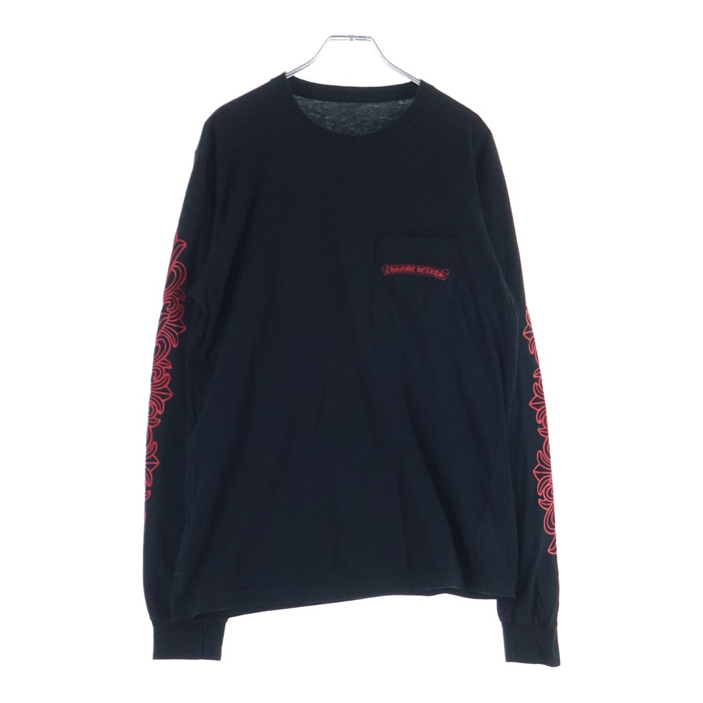 CHROME HEARTS(クロムハーツ) DBL FLRL L/S TEE ダブルフローラルプリント長袖Tシャツ ブラック/レッド
