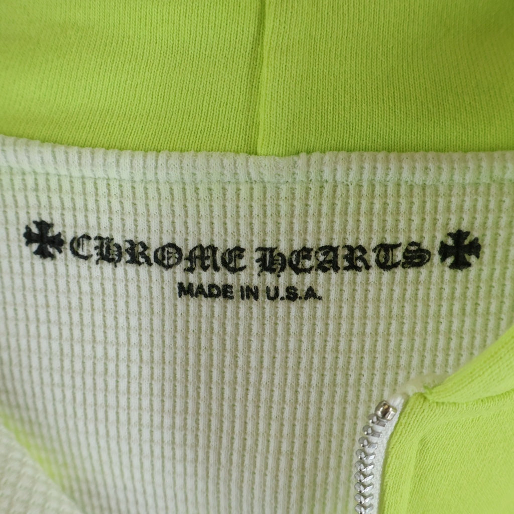 CHROME HEARTS(クロムハーツ) 22AW ×MATTY BOY PPO LINK ZIP UP HOODIE ×マッティボーイ リンク ダガージップアップフーディ パーカー プリント 裏地サーマル ライムグリーン
