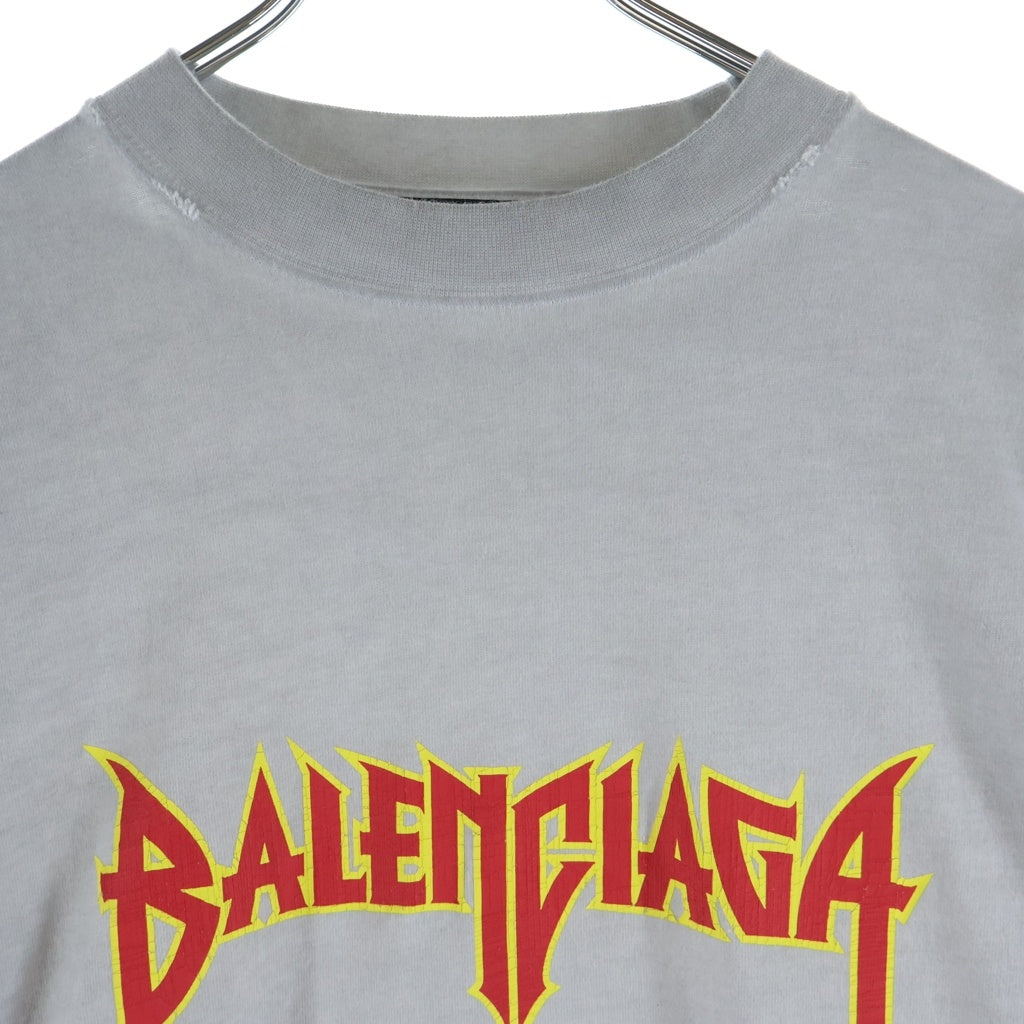 BALENCIAGA(バレンシアガ) 22SS METAL DOUBLE SLEEVE T レイヤード クルーネックロングスリーブTシャツ ホワイト/グレー