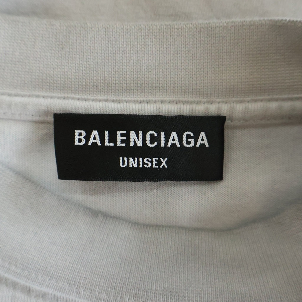 BALENCIAGA(バレンシアガ) 22SS METAL DOUBLE SLEEVE T レイヤード クルーネックロングスリーブTシャツ ホワイト/グレー