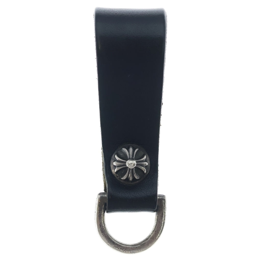 CHROME HEARTS(クロムハーツ) BELT LOOP Dカン クロスボールボタンレザーベルトループ シルバー/ブラック BCA397