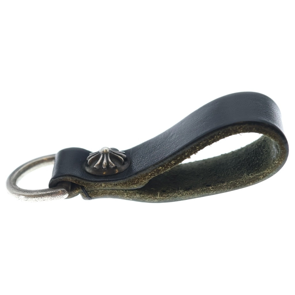 CHROME HEARTS(クロムハーツ) BELT LOOP Dカン クロスボールボタンレザーベルトループ シルバー/ブラック BCA397