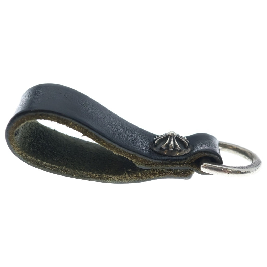 CHROME HEARTS(クロムハーツ) BELT LOOP Dカン クロスボールボタンレザーベルトループ シルバー/ブラック BCA397