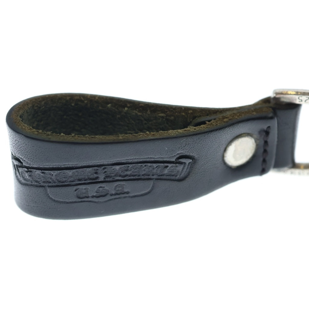 CHROME HEARTS(クロムハーツ) BELT LOOP Dカン クロスボールボタンレザーベルトループ シルバー/ブラック BCA397