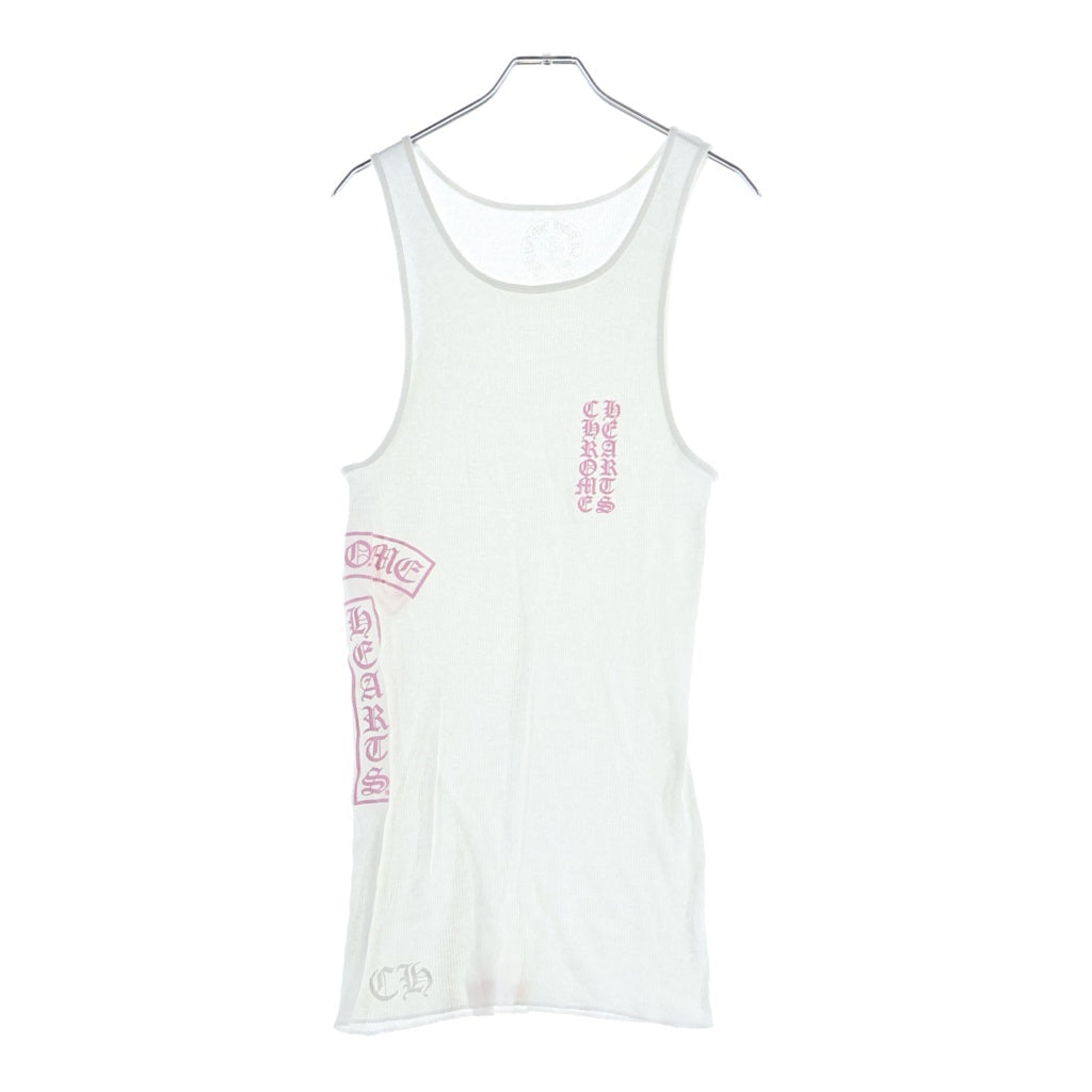 CHROME HEARTS(クロムハーツ) RIB TANK T BAR タンクトップ ノースリーブシャツ ホワイト/ピンク