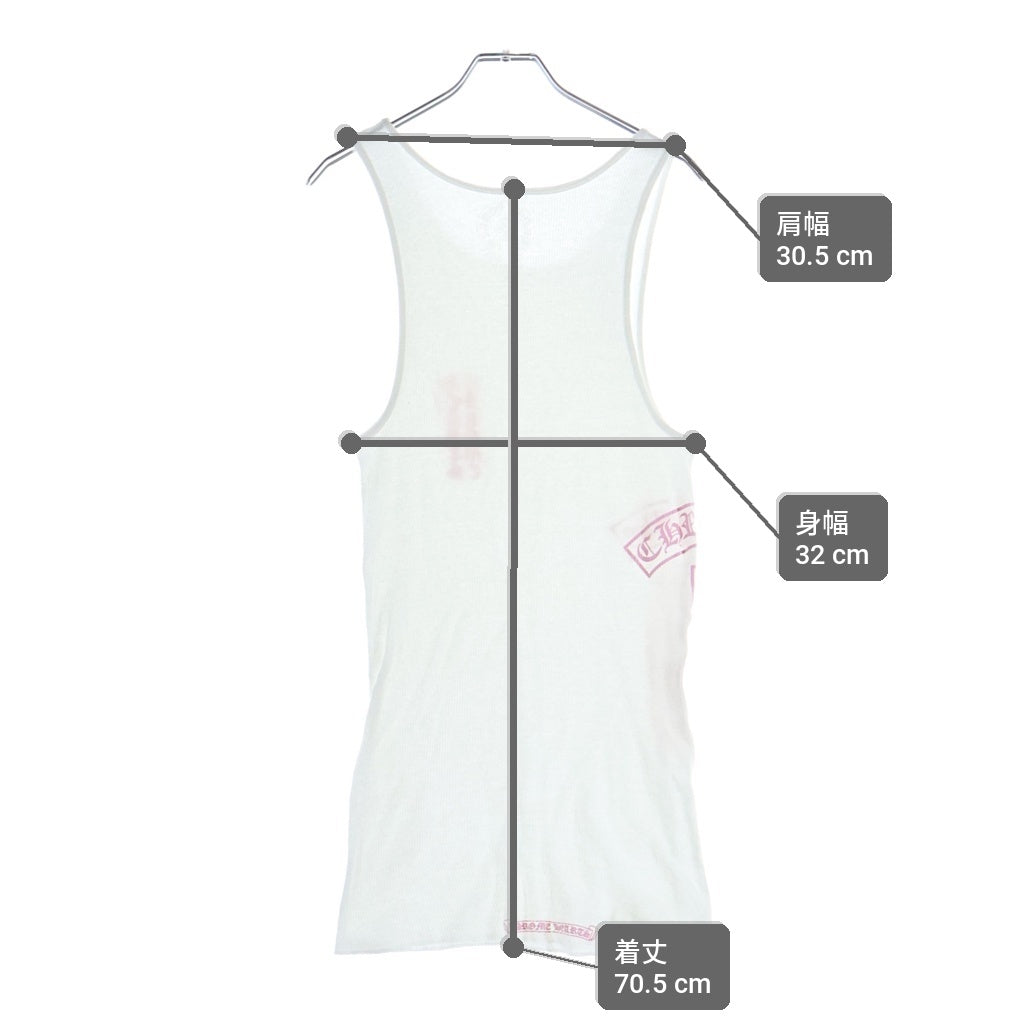 CHROME HEARTS(クロムハーツ) RIB TANK T BAR タンクトップ ノースリーブシャツ ホワイト/ピンク
