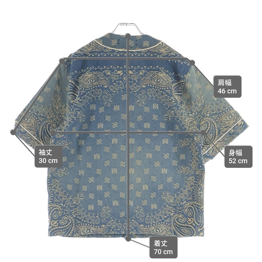 AMIRI(アミリ) Bandana Jacquard Baseball Shirt SRAMDNIR1001SMRBC00 バンダナベースボール半袖シャツ インディゴ