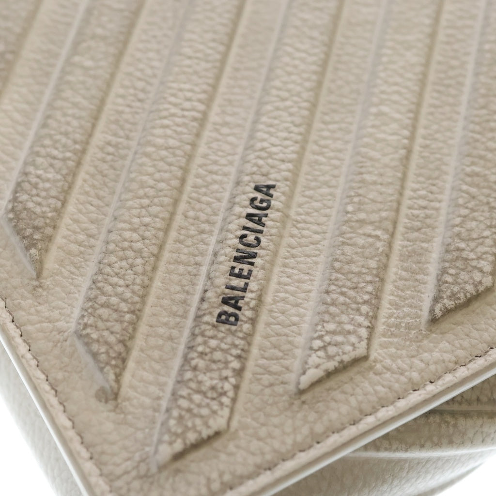BALENCIAGA(バレンシアガ) Car Flap Bag 679465 カーフラップ レザーショルダーバッグ ホワイト レディース