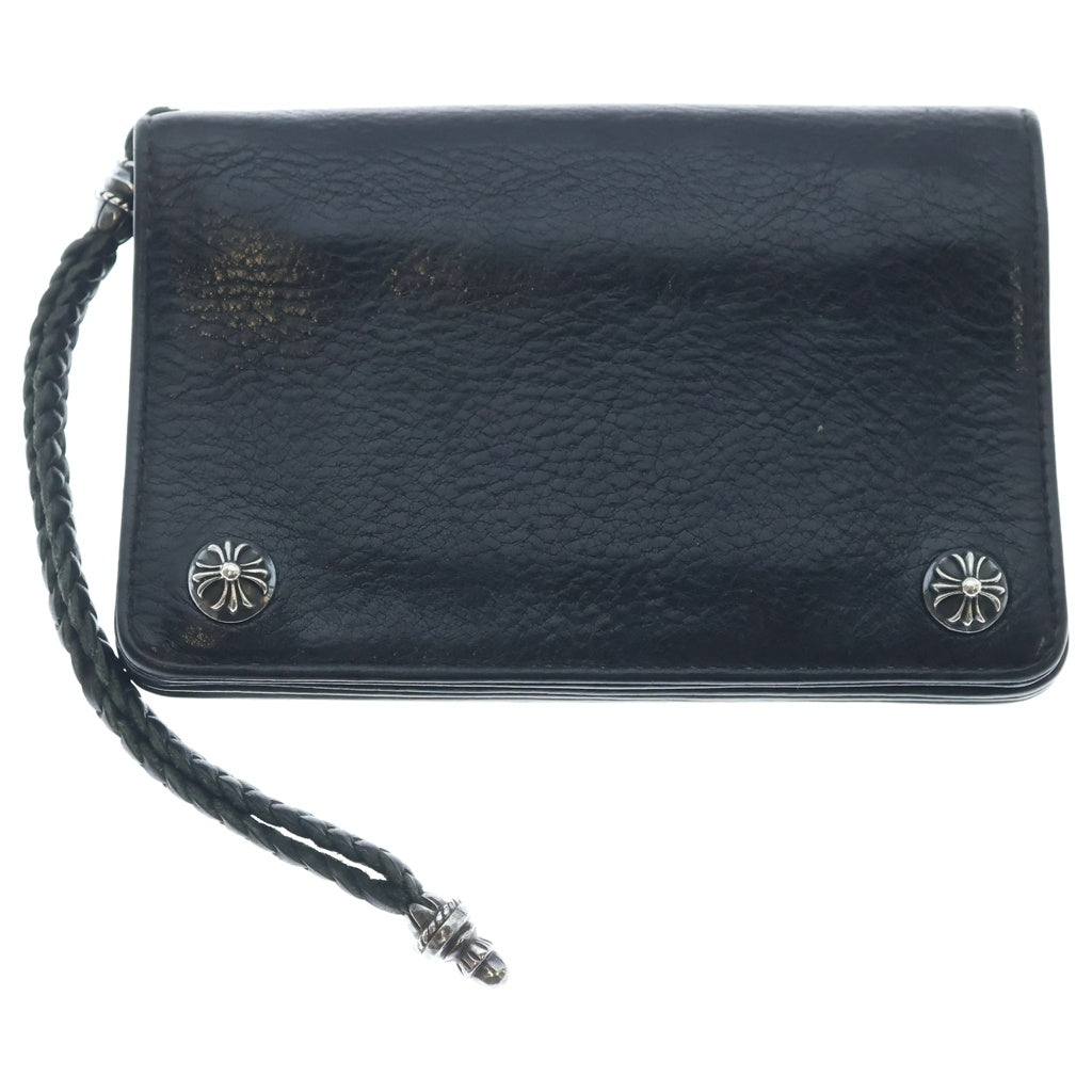 CHROME HEARTS(クロムハーツ) 2ZIP STRAP 2ジップ ストラップ ストラップ付クロスボールボタン レザーウォレット 財布 ブラック