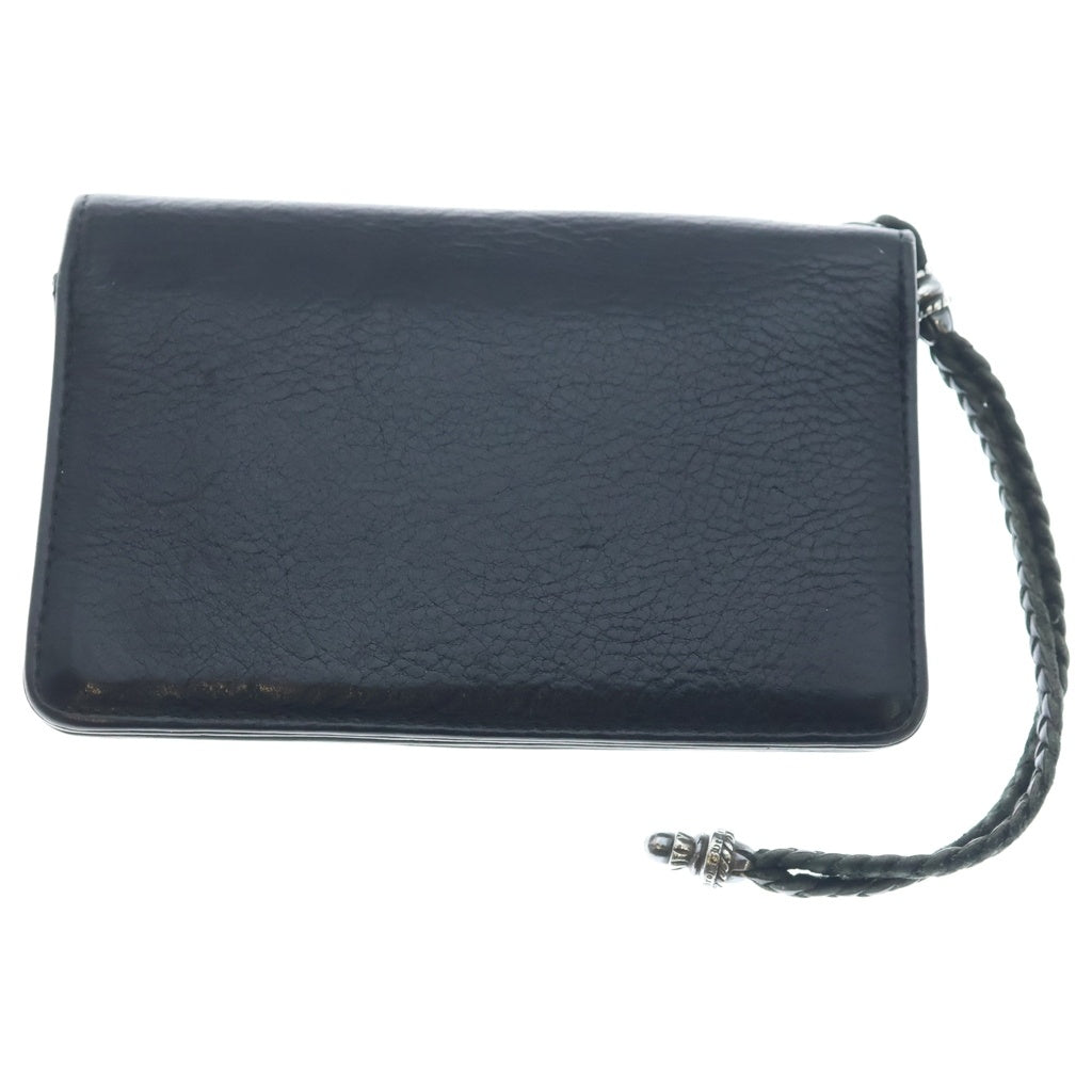 CHROME HEARTS(クロムハーツ) 2ZIP STRAP 2ジップ ストラップ ストラップ付クロスボールボタン レザーウォレット 財布 ブラック