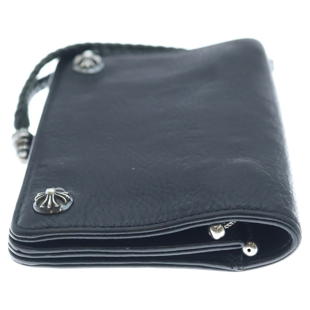 CHROME HEARTS(クロムハーツ) 2ZIP STRAP 2ジップ ストラップ ストラップ付クロスボールボタン レザーウォレット 財布 ブラック