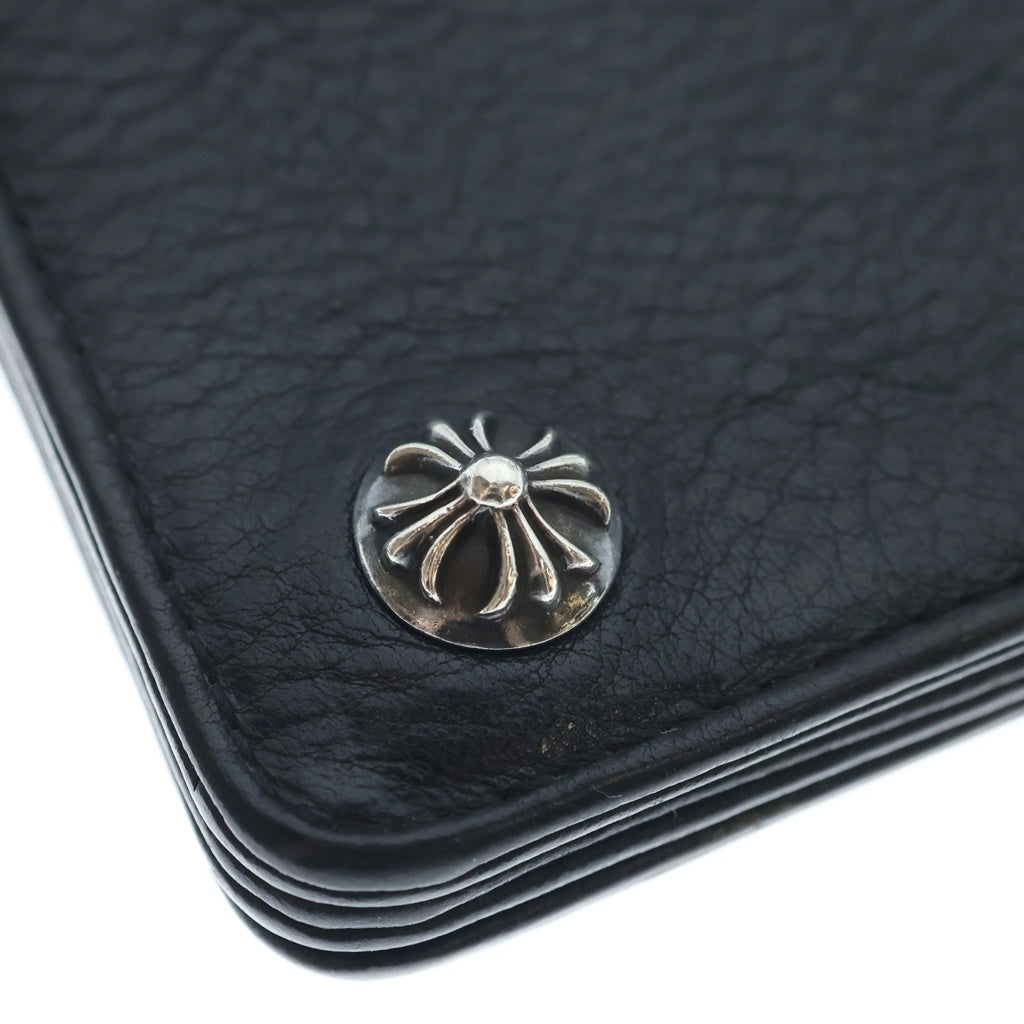 CHROME HEARTS(クロムハーツ) 2ZIP STRAP 2ジップ ストラップ ストラップ付クロスボールボタン レザーウォレット 財布 ブラック