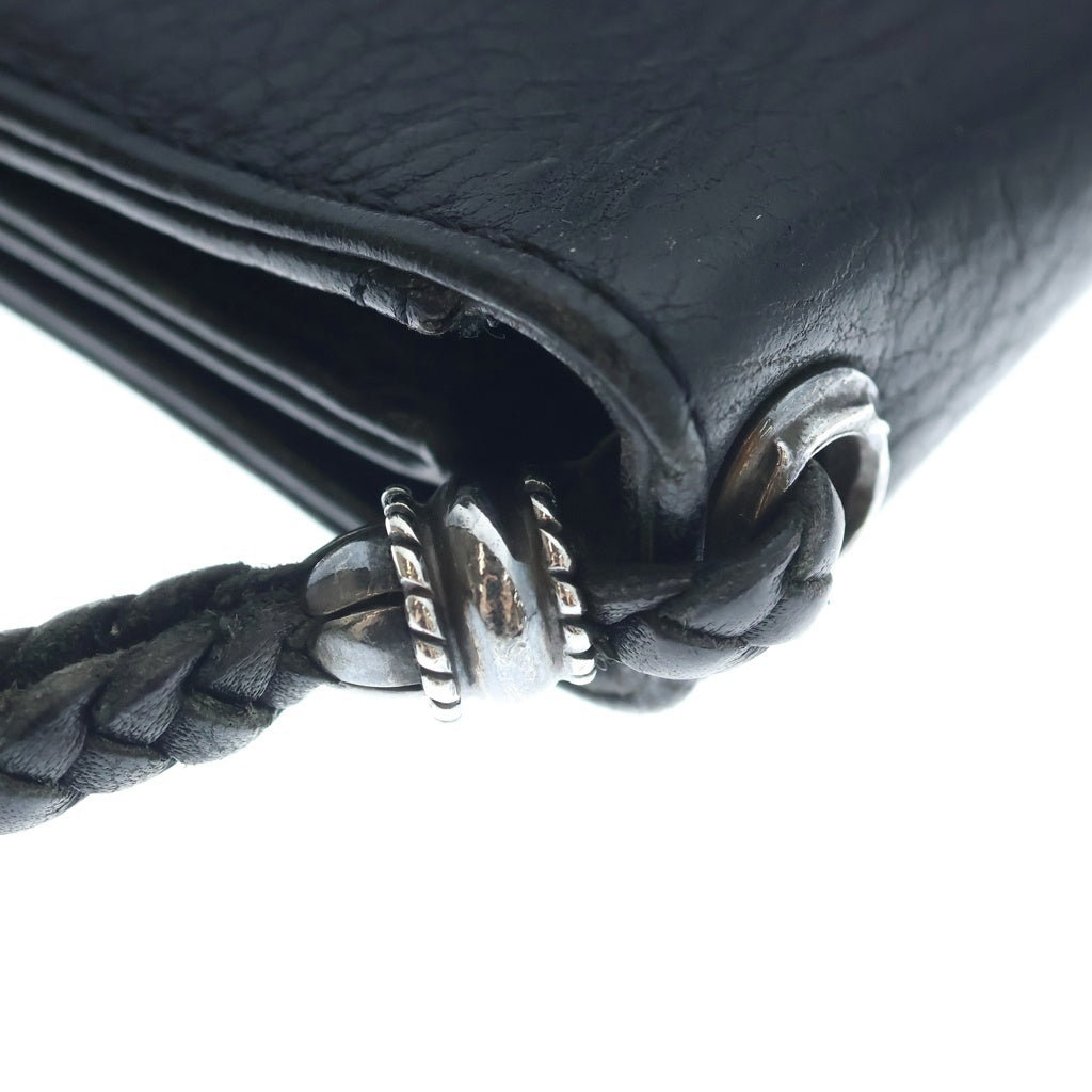 CHROME HEARTS(クロムハーツ) 2ZIP STRAP 2ジップ ストラップ ストラップ付クロスボールボタン レザーウォレット 財布 ブラック