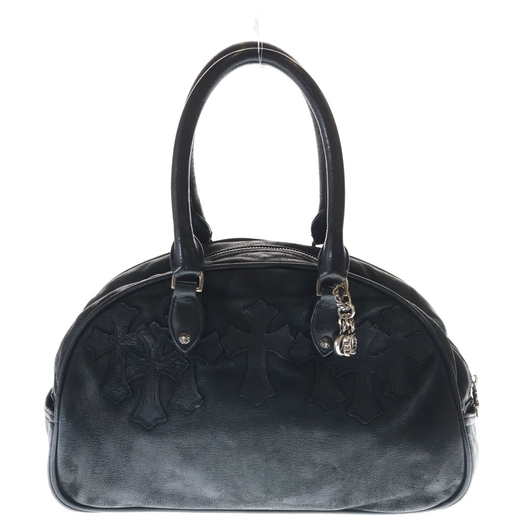 CHROME HEARTS(クロムハーツ) GYM SM DESTORY 現行型CHチャーム付き ジムバッグ デストロイ レザークロスパッチスモールレザーハンドバッグ ブラック
