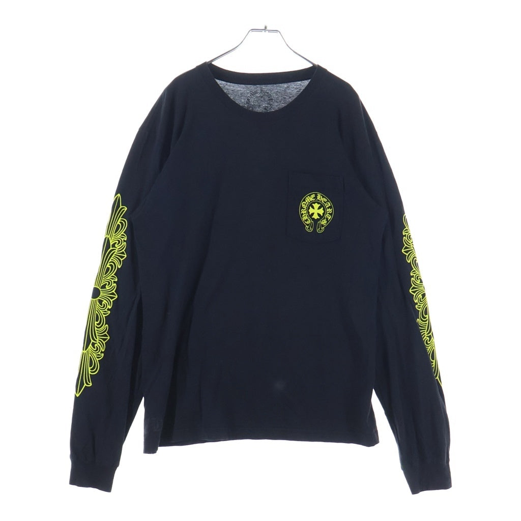 CHROME HEARTS(クロムハーツ) DBL FLRL L/S TEE ダブルフローラル バックヴァーティカルロゴプリント長袖Tシャツ ブラック/イエロー