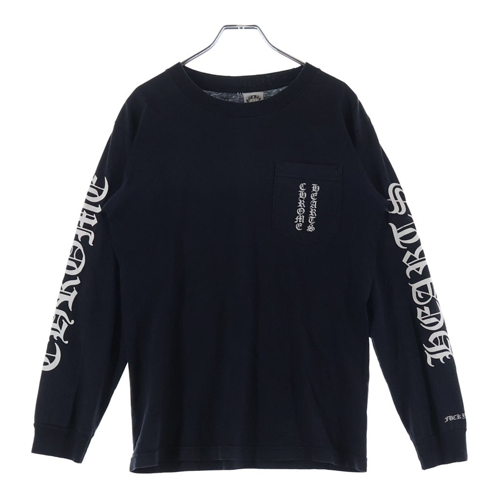 CHROME HEARTS(クロムハーツ) OLD Back Scroll Label Fuck You L/S Tee オールド バックスクロールラベル アームロゴプリント ファックユー 長袖Tシャツ ブラック/ホワイト