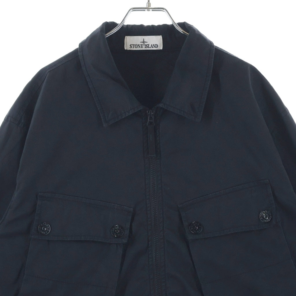 STONE ISLAND(ストーンアイランド) 22AW Patch Pocket Overshirt Jacket 771510910 ポケット ジップ アップ シャツ ジャケット ブラック