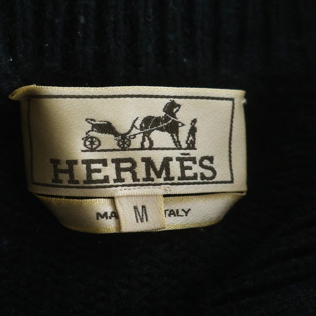HERMES(エルメス) ダブルネックデザイン ハーフジップ タートルネックセーター ブラック