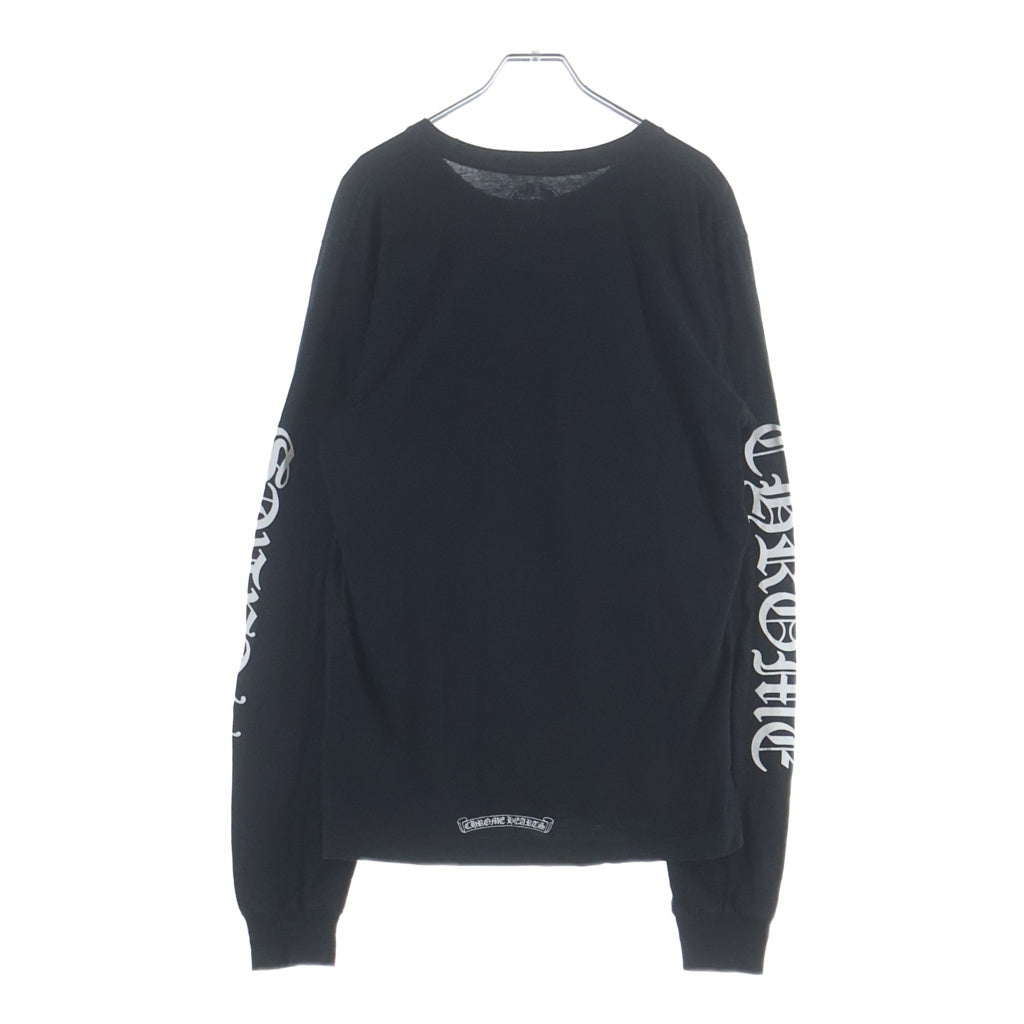 CHROME HEARTS(クロムハーツ) CH LS NECK LOGO ネックロゴプリント 袖ロゴ 長袖Tシャツ ロングスリーブカットソー ブラック