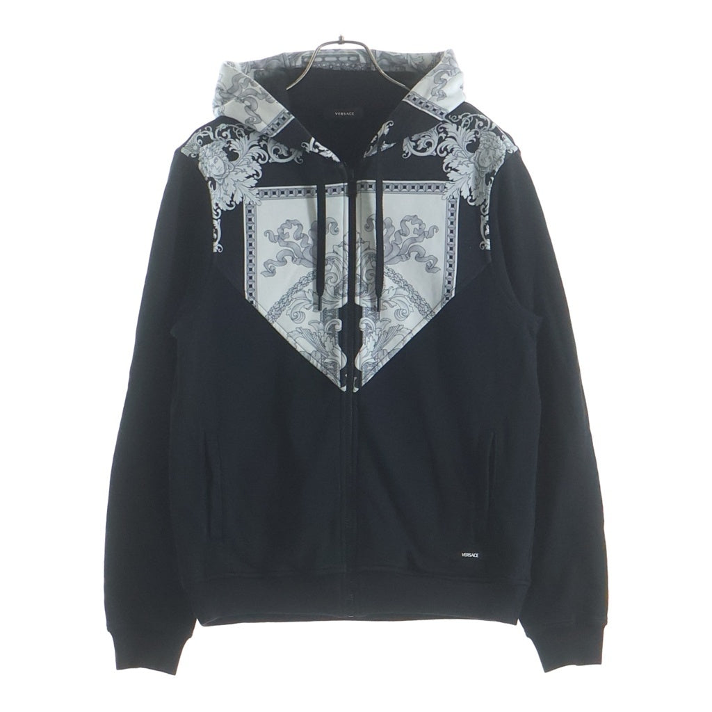VERSACE(ヴェルサーチ) バロック柄 ジップパーカー 1011854 1A07326 ブラック