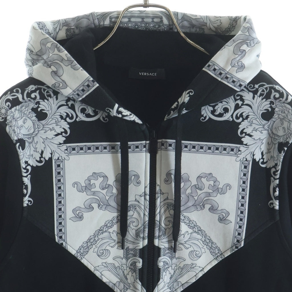 VERSACE(ヴェルサーチ) バロック柄 ジップパーカー 1011854 1A07326 ブラック