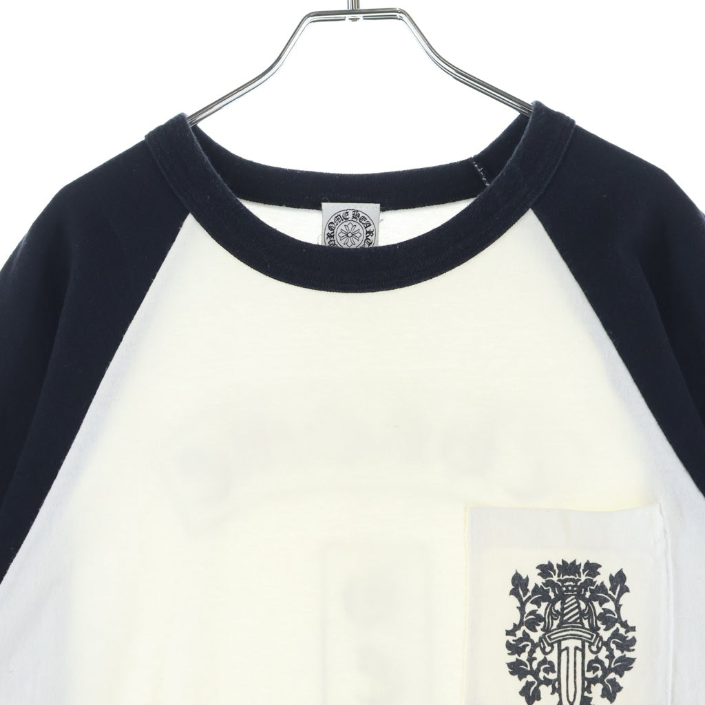 CHROME HEARTS(クロムハーツ) Vine Dagger L/S Tee ヴァインダガー Tバープリント ラグラン長袖Tシャツ ホワイト/ブラック