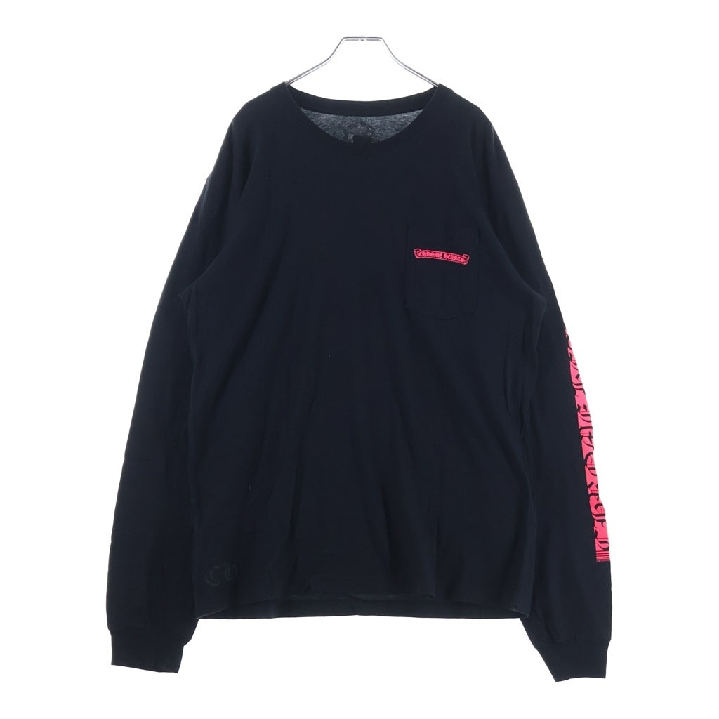 CHROME HEARTS(クロムハーツ) CH Box Logo L/S Tee CHボックスロゴプリント長袖Tシャツ ブラック/ピンク