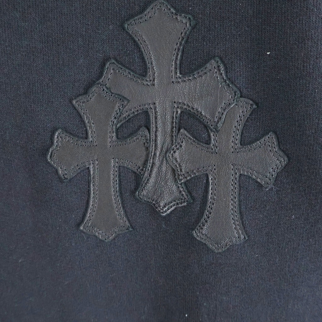 CHROME HEARTS(クロムハーツ) Y NOT Cross Leather Patch Half Zip Sweat Shirt ワイノット クロスパッチ ハーフジップスウェットシャツ ブラック
