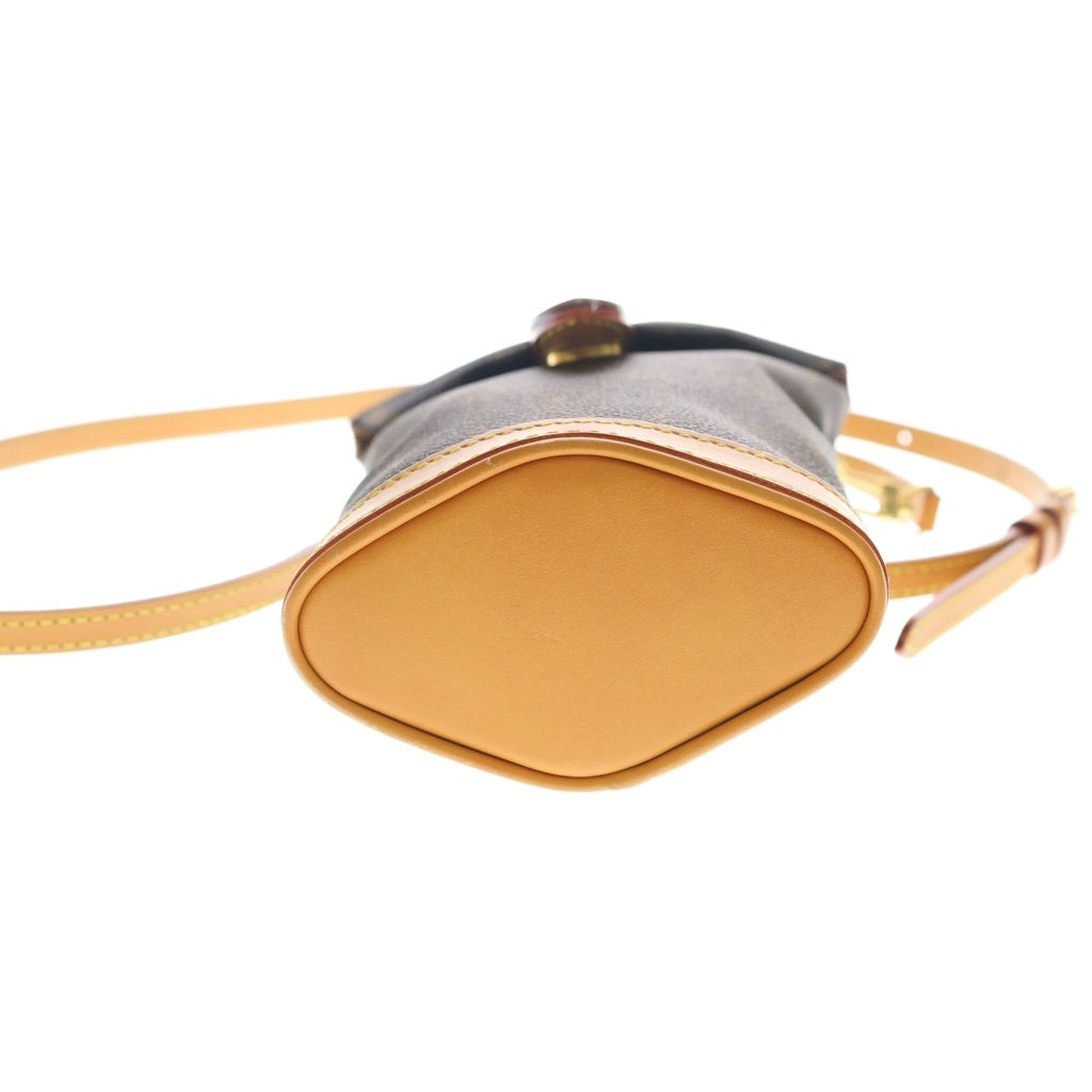 LOUIS VUITTON(ルイヴィトン) モノグラム エンべロップ ポーチ ショルダーバッグ ブラウン レザー×PVC M14056 ゴールド金具 レディース