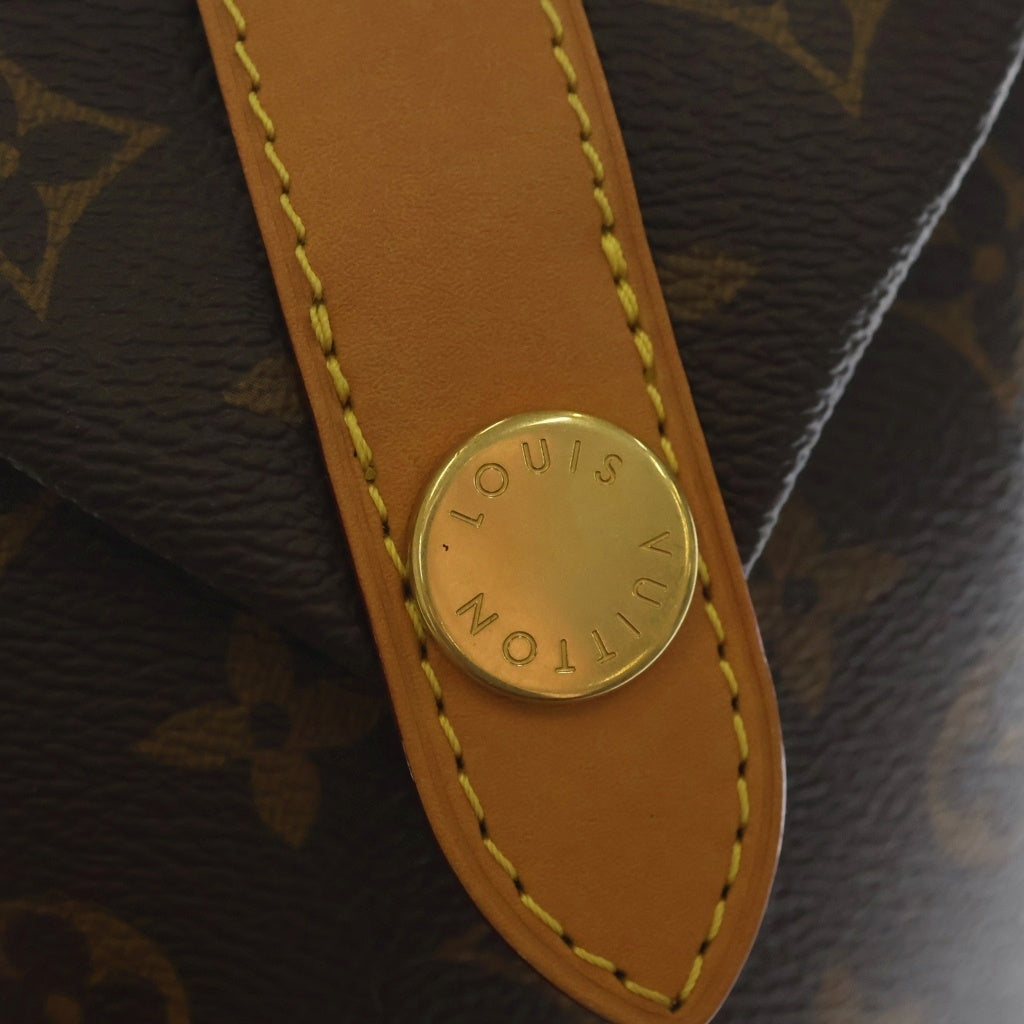 LOUIS VUITTON(ルイヴィトン) モノグラム エンべロップ ポーチ ショルダーバッグ ブラウン レザー×PVC M14056 ゴールド金具 レディース