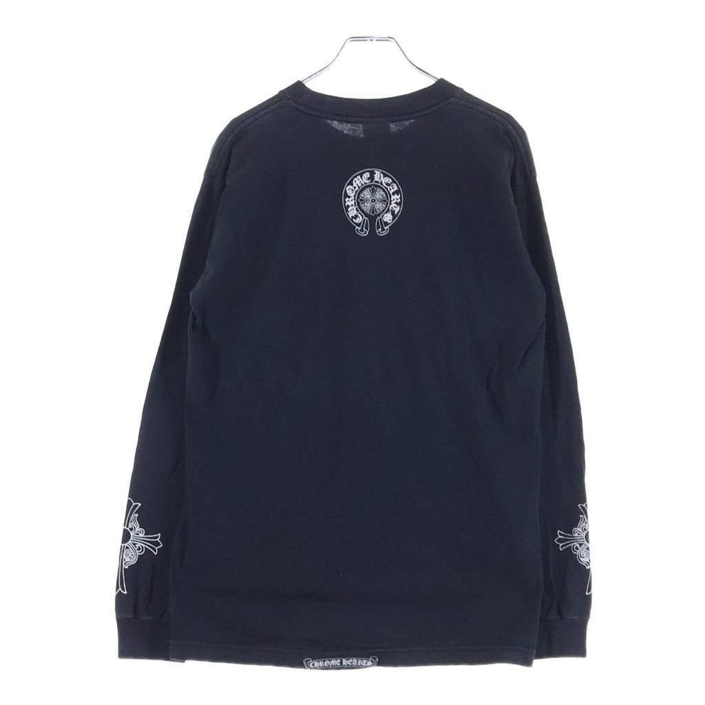 CHROME HEARTS(クロムハーツ) OLD VINE DGGR L/S TEE オールド アームクロスプリント ヴァインダガーポケット長袖Tシャツ カットソー ブラック