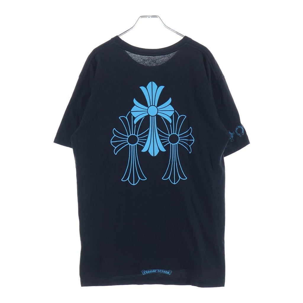 CHROME HEARTS(クロムハーツ) 3 CEMETERY CROSS 3セメタリークロスプリント クルーネック半袖Tシャツカットソー ブラック/ブルー