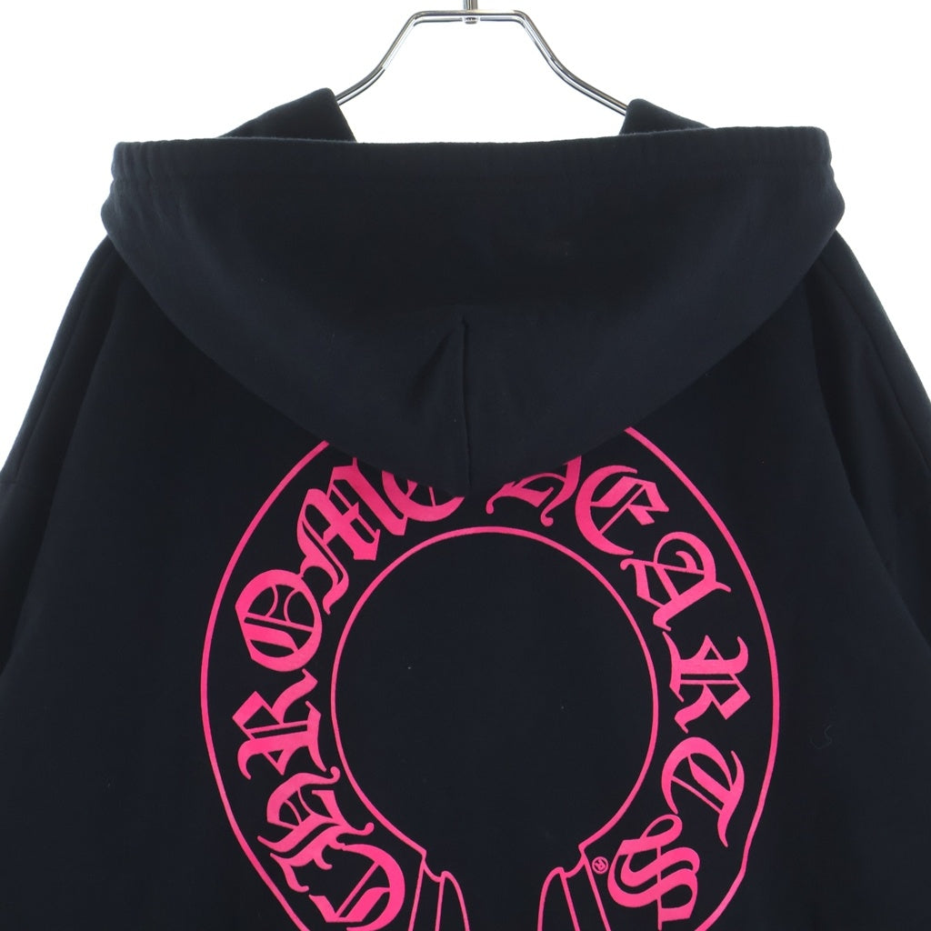 CHROME HEARTS(クロムハーツ) SWTSHRT HD ZIP バックホースシュー袖フローラルプリントダガージップパーカー ブラック/ピンク