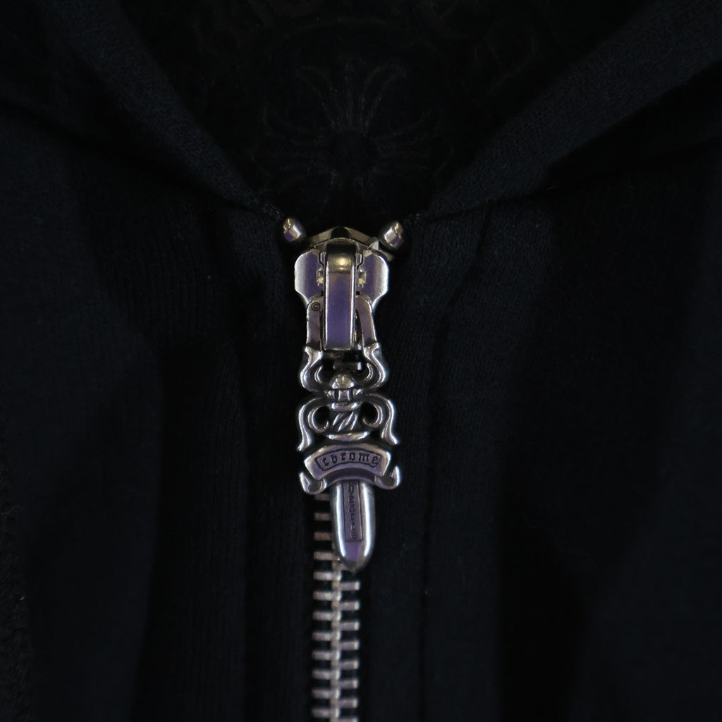 CHROME HEARTS(クロムハーツ) SWTSHRT HD ZIP バックホースシュー袖フローラルプリントダガージップパーカー ブラック/ピンク