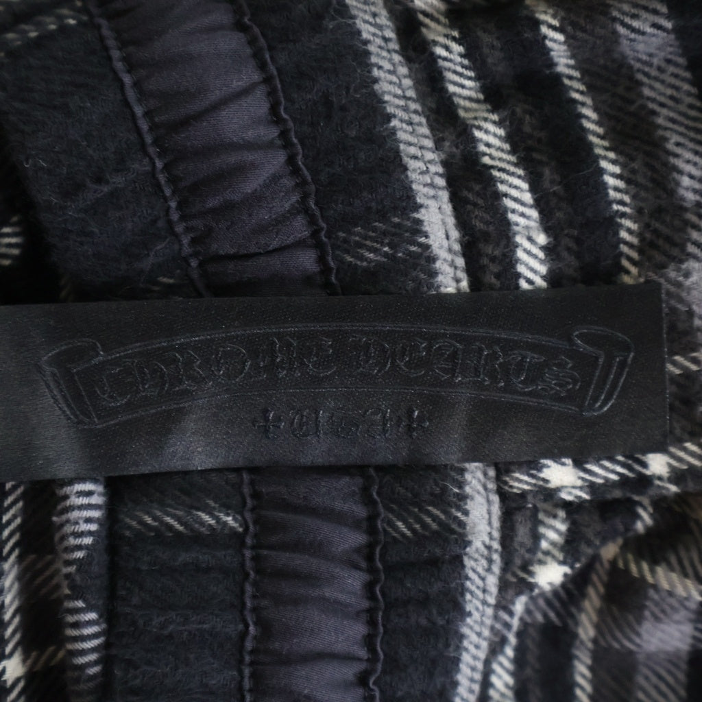 CHROME HEARTS(クロムハーツ) Y NOT After School Cross Patch Flannel Shorts ワイノット アフタースクール クロスパッチ付きフランネルショーツ チェック柄ハーフパンツ ブラック/グレー