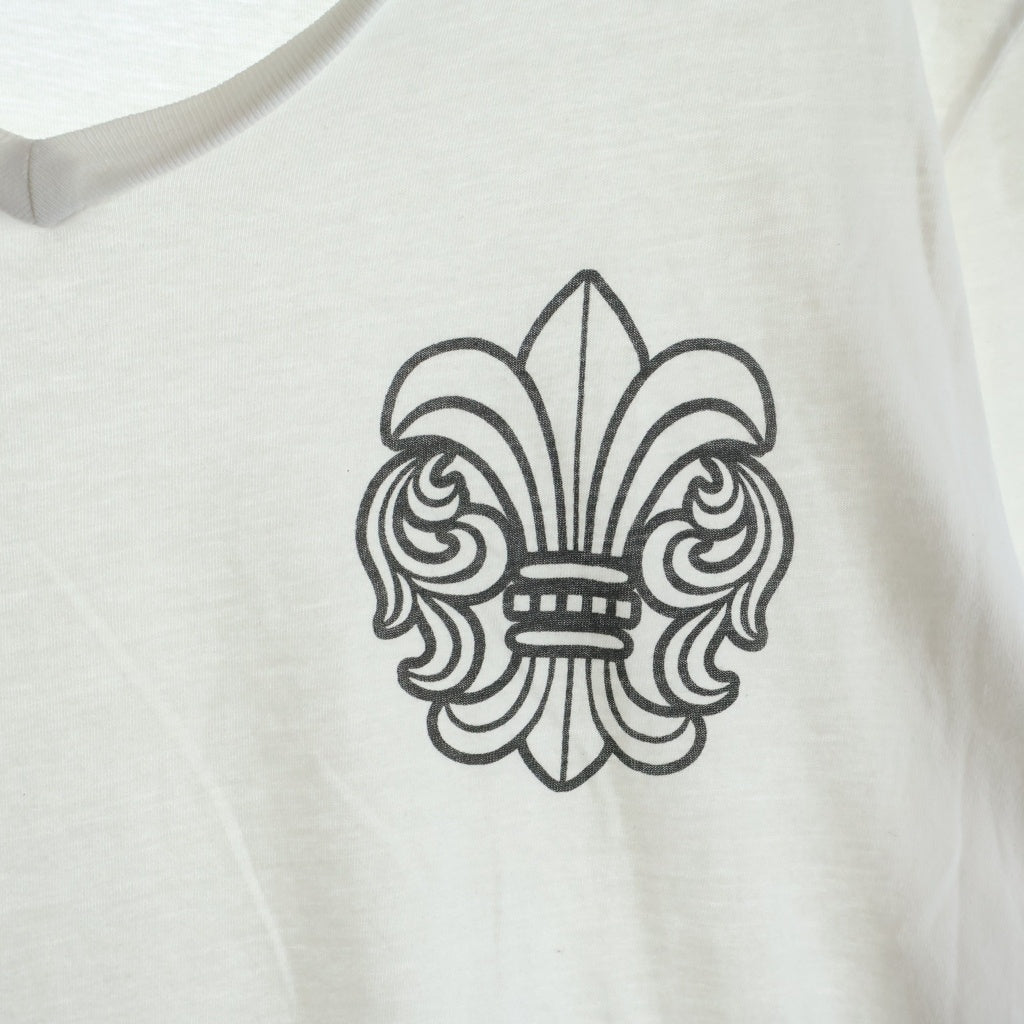 CHROME HEARTS(クロムハーツ) BS FLUER S/S TEE BSフレアプリントVネック半袖Tシャツ ホワイト