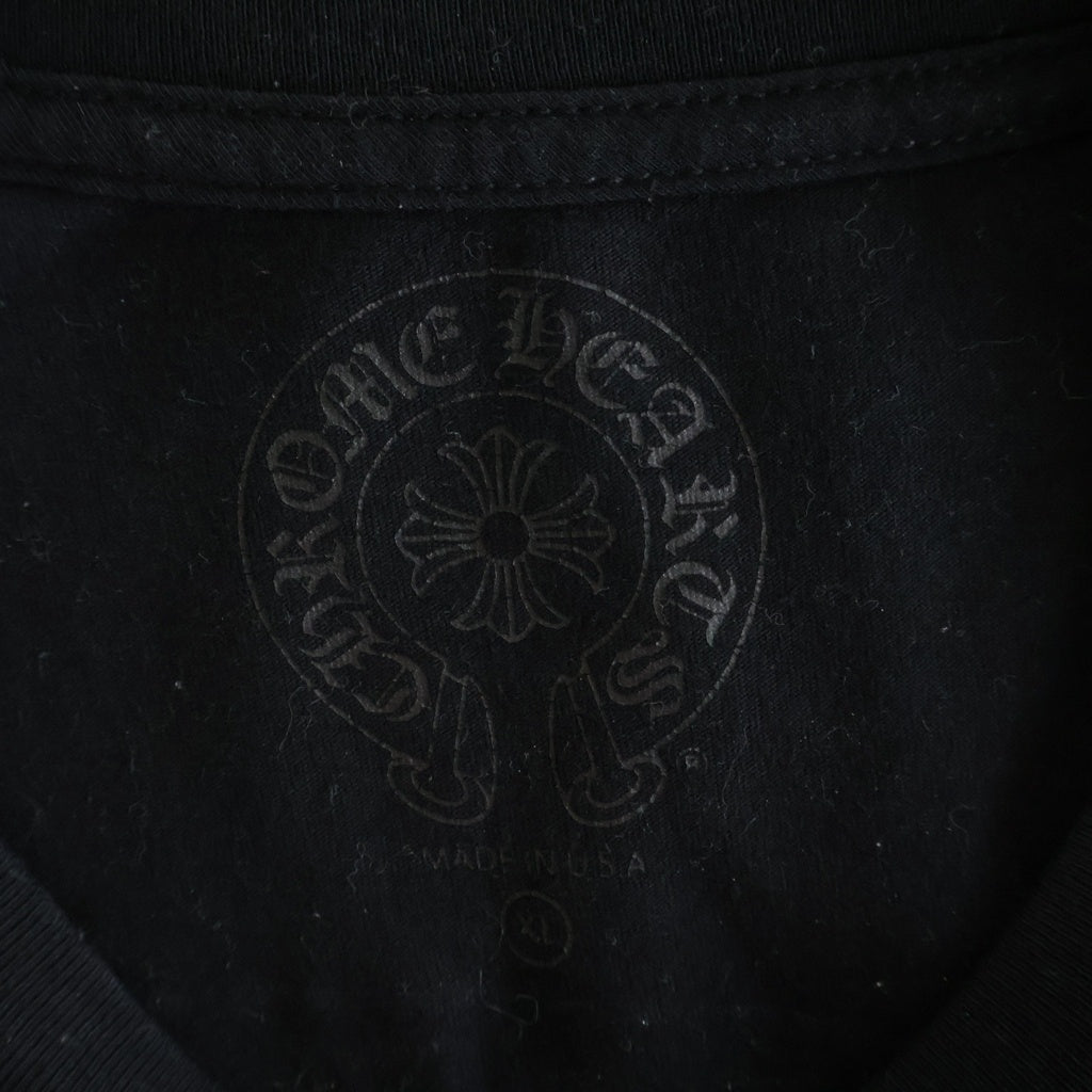 CHROME HEARTS(クロムハーツ) SCROLL LABEL S/S TEE スクロールラベルプリント クルーネックポケット半袖Tシャツ ブラック