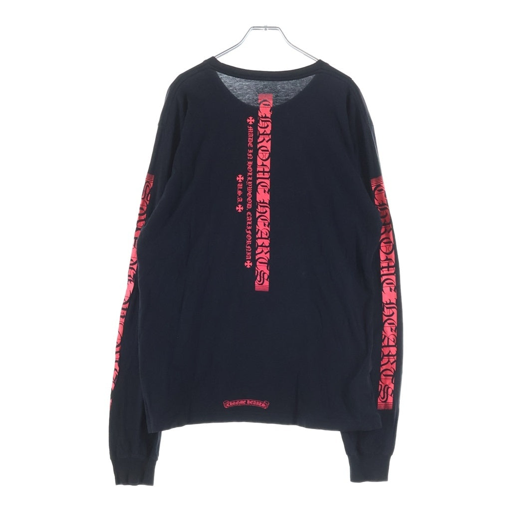 CHROME HEARTS(クロムハーツ) CH Box Logo L/S Tee CHボックスロゴプリント長袖Tシャツ ブラック/ピンク