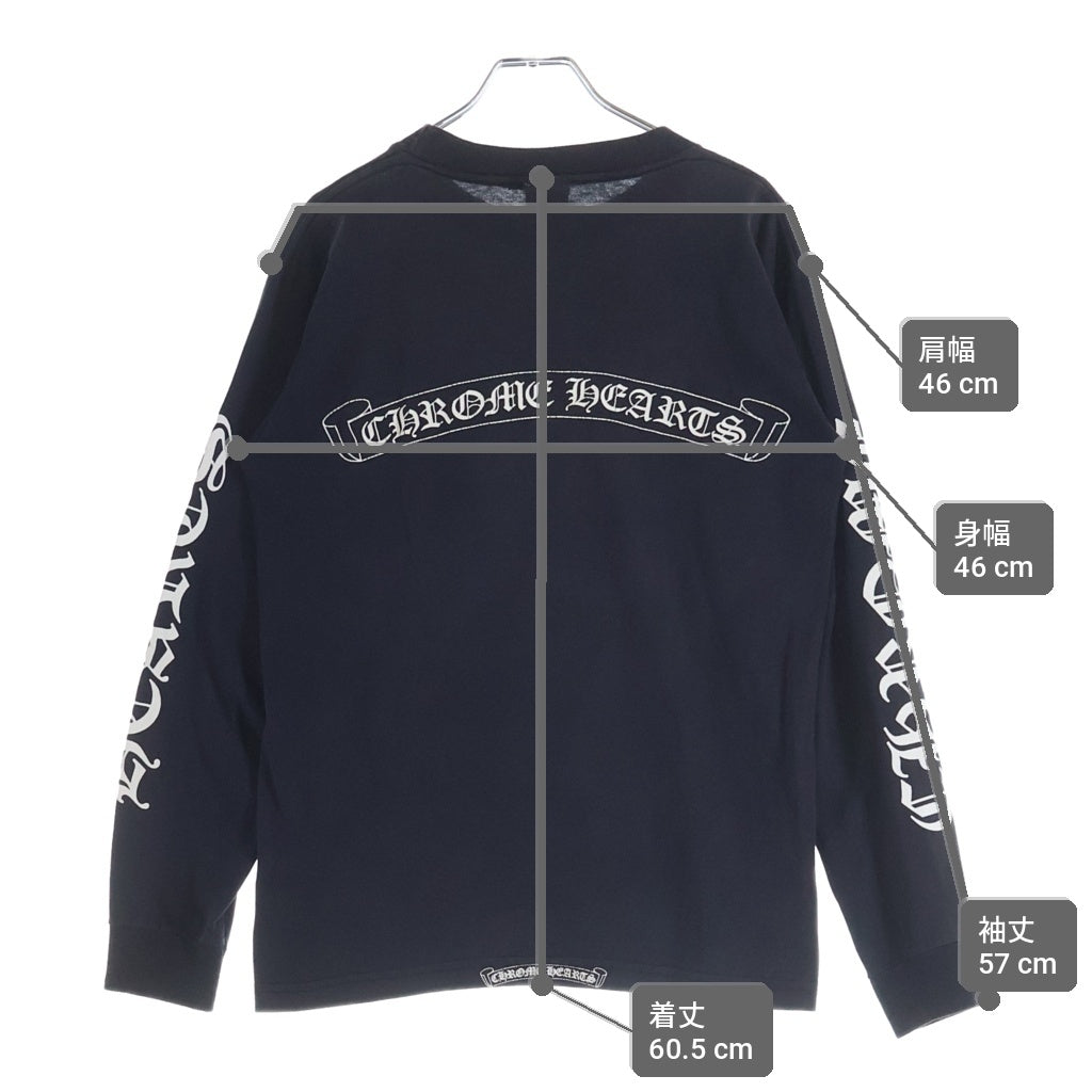 CHROME HEARTS(クロムハーツ) OLD オールド 袖英字ロゴ バックスクロールラベルプリント長袖Tシャツ ブラック