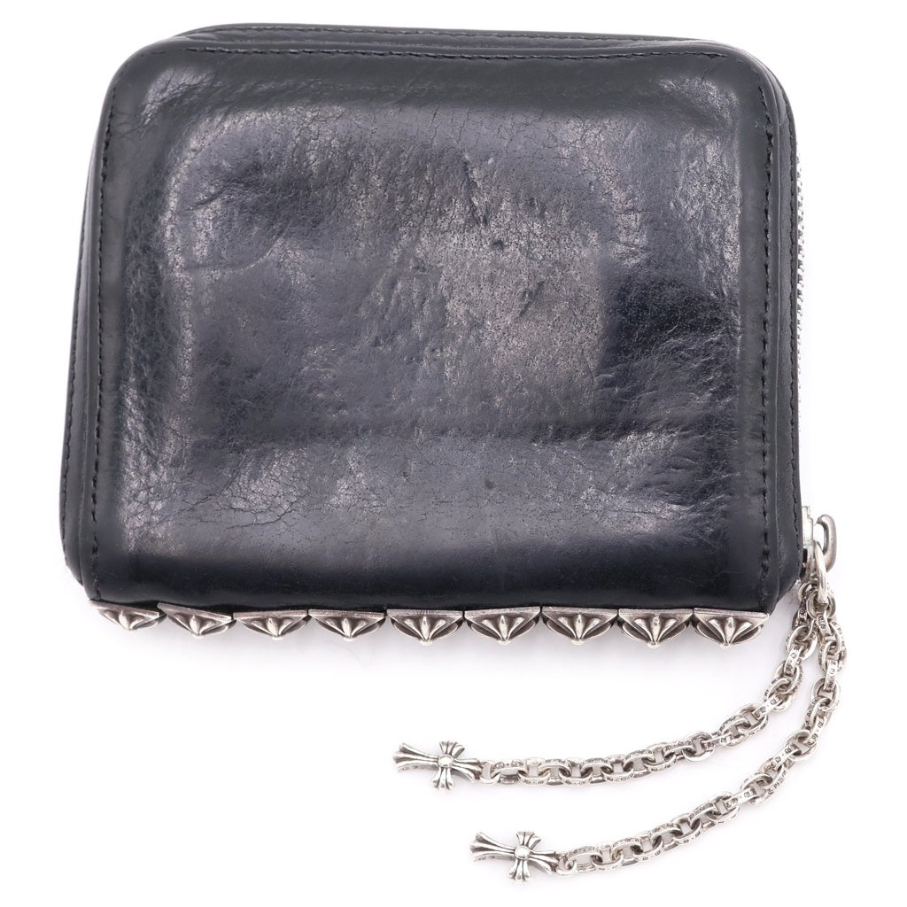 CHROME HEARTS(クロムハーツ) 3 SIDE ZIP 3サイドジップ サイドピラミッドスタッズレザーウォレット 財布 ブラック