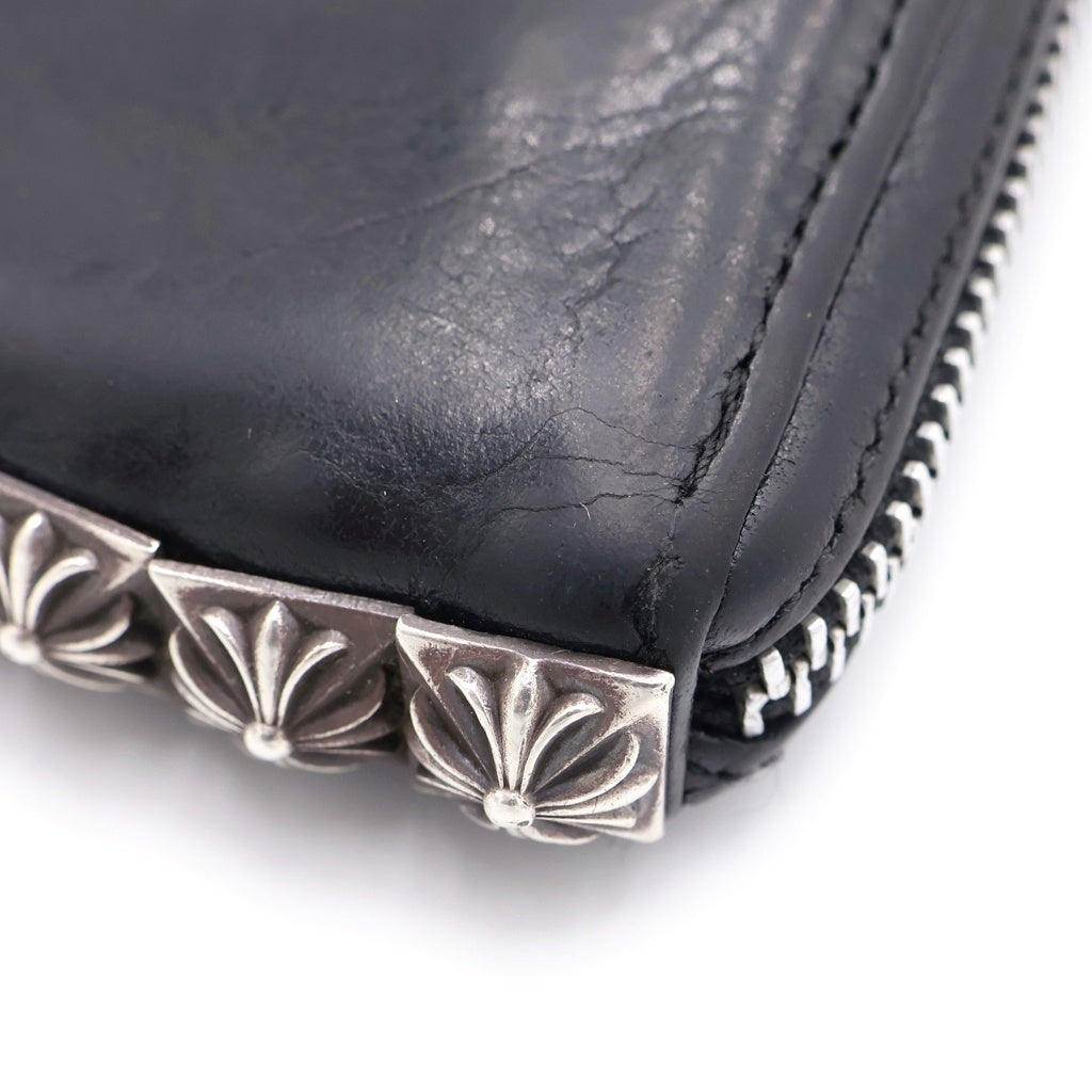 CHROME HEARTS(クロムハーツ) 3 SIDE ZIP 3サイドジップ サイドピラミッドスタッズレザーウォレット 財布 ブラック