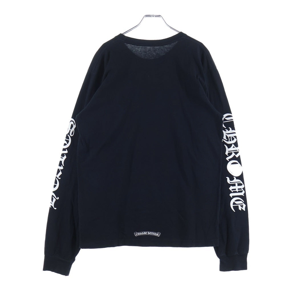 CHROME HEARTS(クロムハーツ) CH LS NECK LOGO L/S TEE ネックロゴプリント 袖ロゴ長袖Tシャツ ブラック