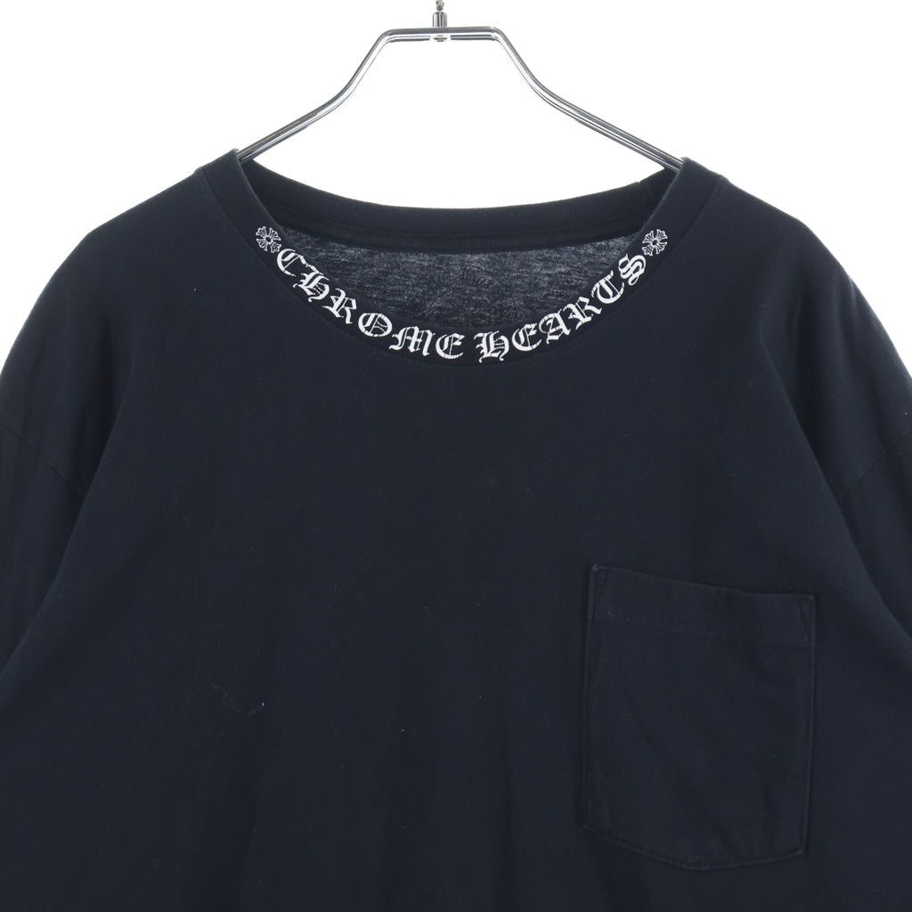 CHROME HEARTS(クロムハーツ) CH LS NECK LOGO L/S TEE ネックロゴプリント 袖ロゴ長袖Tシャツ ブラック