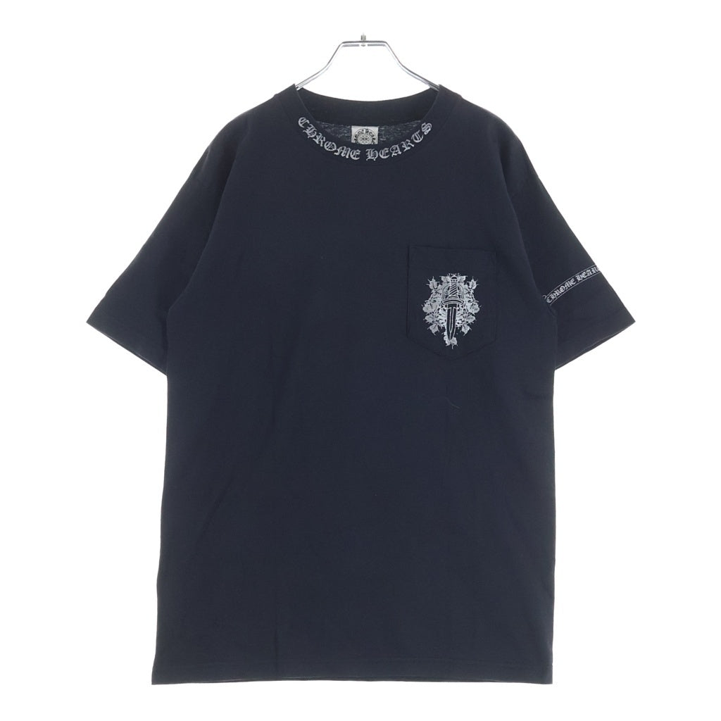 CHROME HEARTS(クロムハーツ) OLD VINE DAGGER LOGO S/S TEE オールド ヴァインダガーロゴプリント半袖Tシャツ ブラック/シルバー