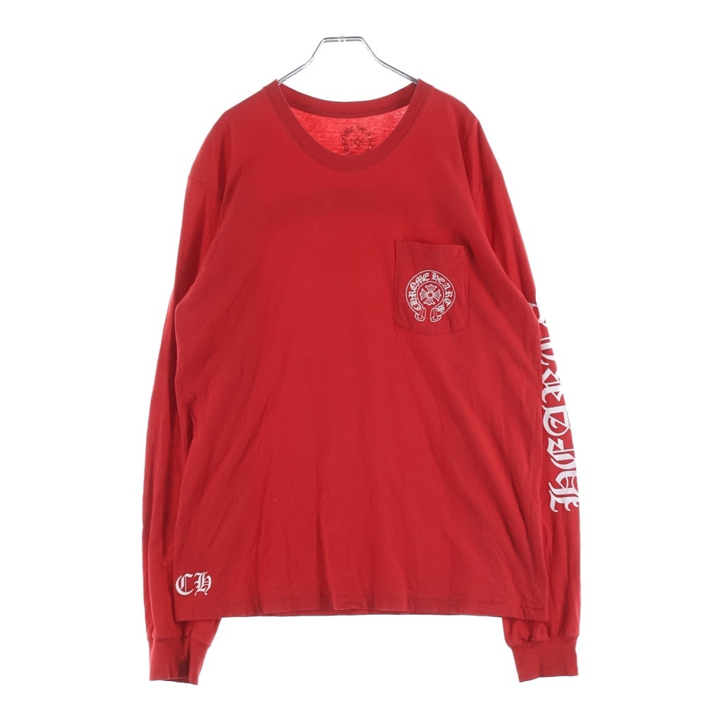 CHROME HEARTS(クロムハーツ) CH L S 1 袖ロゴスクロールラベルバックプリント長袖Tシャツカットソー レッド -