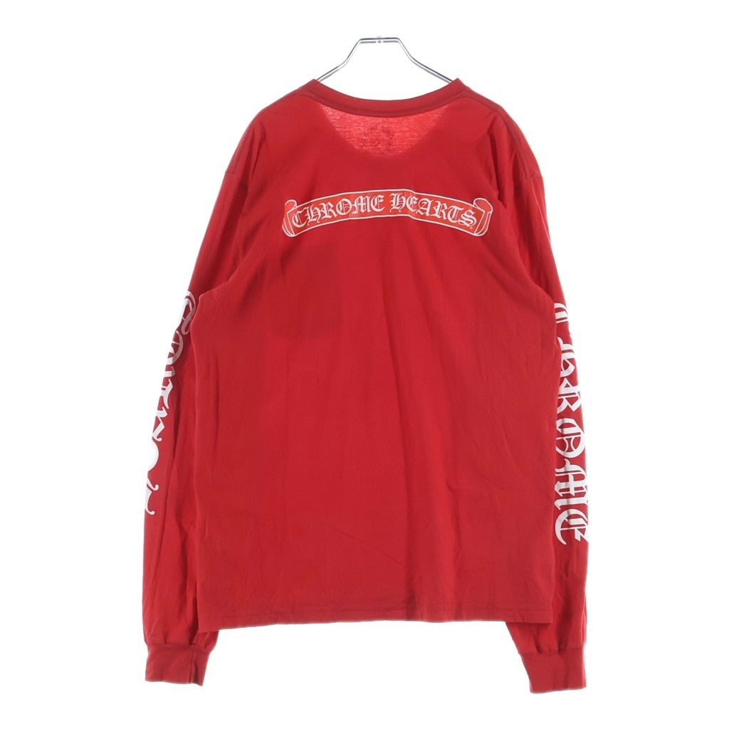 CHROME HEARTS(クロムハーツ) CH L S 1 袖ロゴスクロールラベルバックプリント長袖Tシャツカットソー レッド -