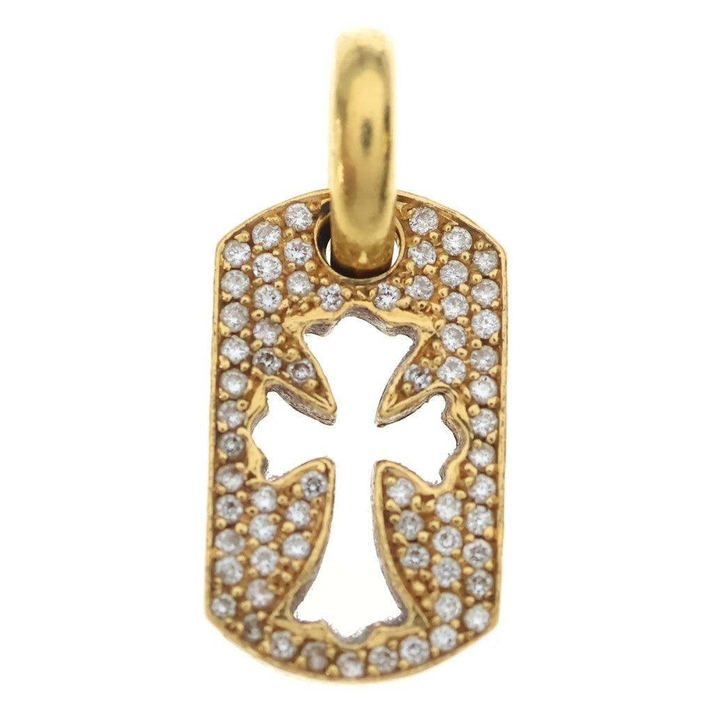 CHROME HEARTS(クロムハーツ) 22K DT TNY CO CRS P/DIA タイニーカットアウトクロス ドッグタグ PAVEダイヤ ペンダントトップ ゴールド BCA041 -