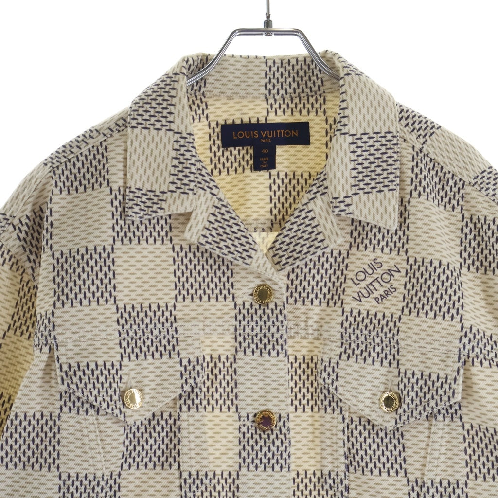 LOUIS VUITTON(ルイヴィトン) 21AW ダミエ アズール デニム トラッカージャケット ホワイト レディース RW221W KE3 FMJA33