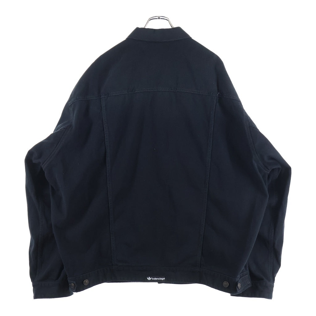 BALENCIAGA(バレンシアガ) 23ss adidas クラッシュ ユーズド 加工 サイド ライン デニム ジャケット ブラック 724775 TNW54